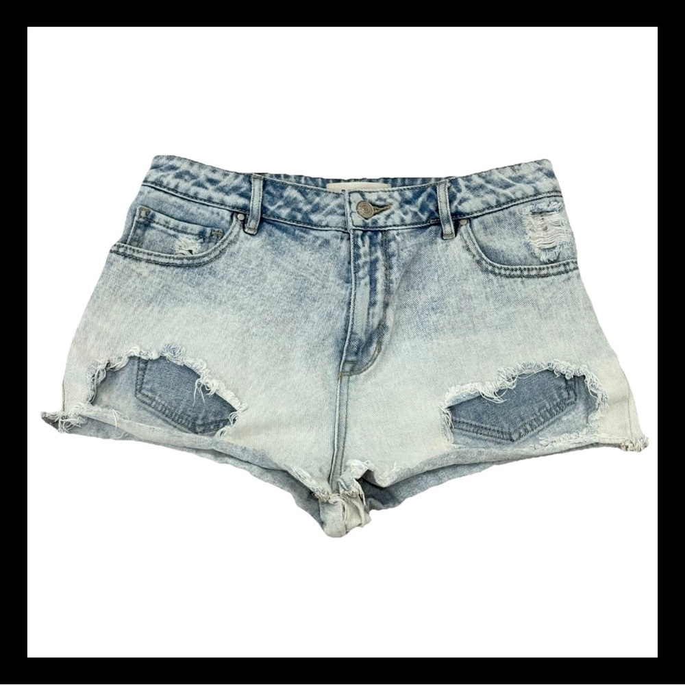 Pacsun High Rise Acid Wash Ripped Denim Jean Shorts Size 27 Distressed